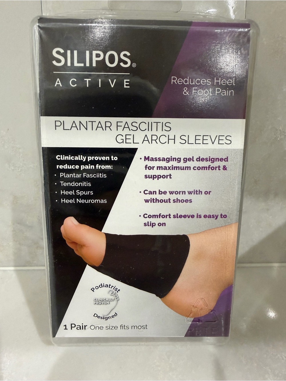 Active Plantar Fasciitis Gel Arch Sleeves - Black